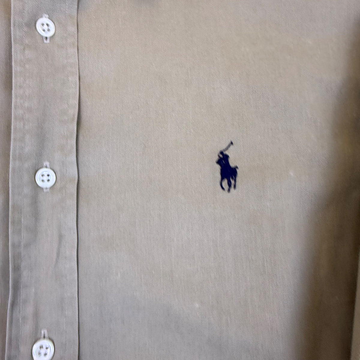 Ralph Lauren Mens Beige Cotton Button-Down Shirt Long Sleeve Casual Size L