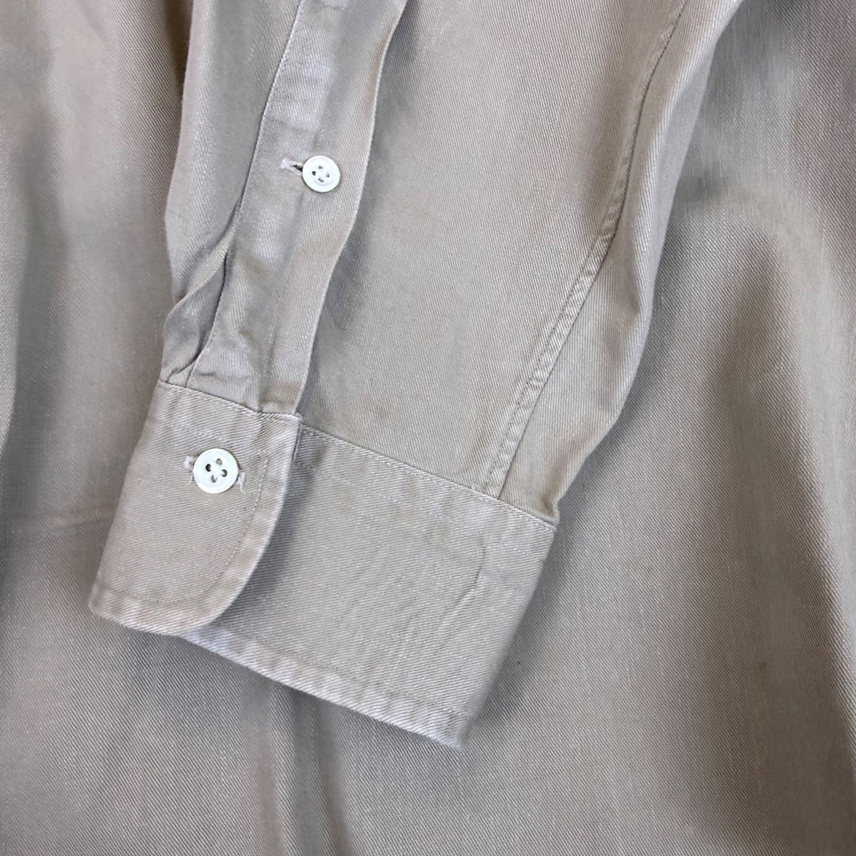 Ralph Lauren Mens Beige Cotton Button-Down Shirt Long Sleeve Casual Size L