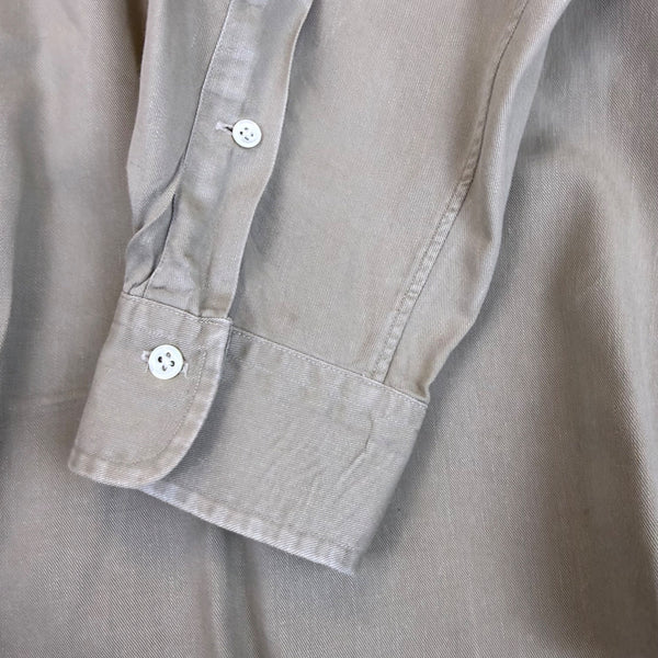 Ralph Lauren Mens Beige Cotton Button-Down Shirt Long Sleeve Casual Size L