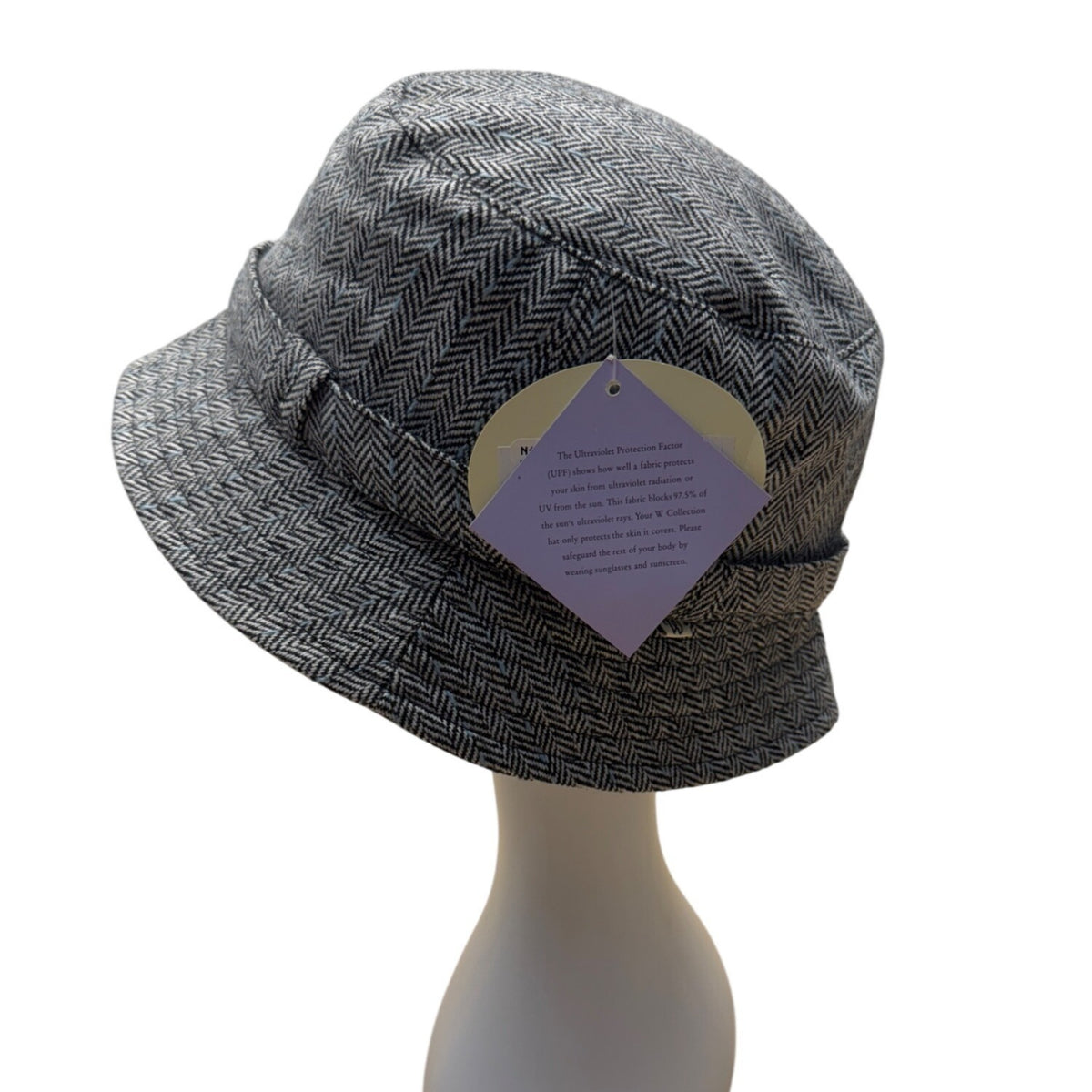 Womens Herringbone Bucket Hat With UPF 50+ Sun Protection