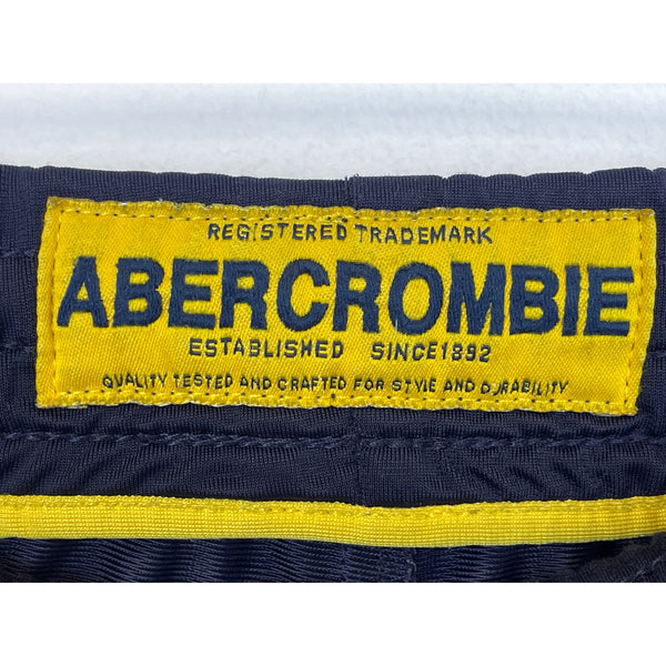 Abercrombie Mens Navy/Yellow Drawstring Athletic Shorts W/Side Stripes Casual Durable L