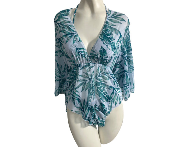SheIn Womens Tropical Leaf Print Bikini Set & Cover-Up Sz S- NEW