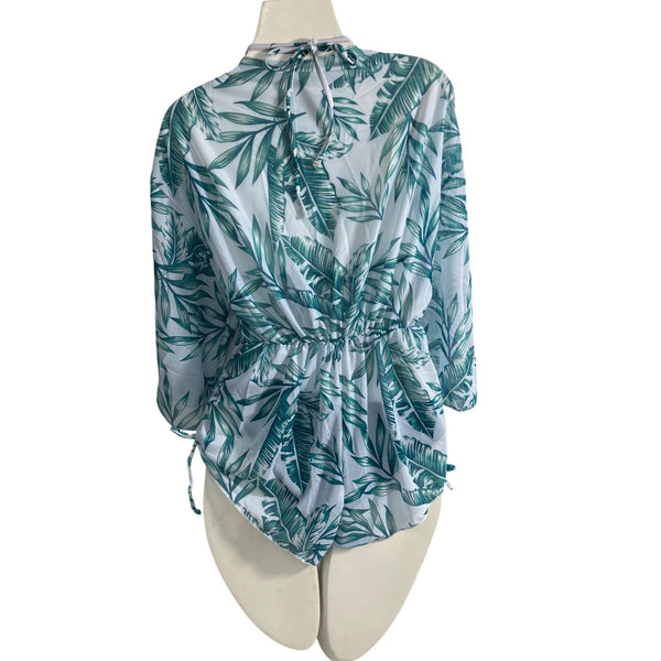 SheIn Womens Tropical Leaf Print Bikini Set & Cover-Up Sz S- NEW