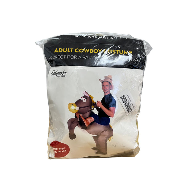 Adult Cowboy Inflatable Costume One Size Fits Most Brown & Tan Lightweight Fun Design