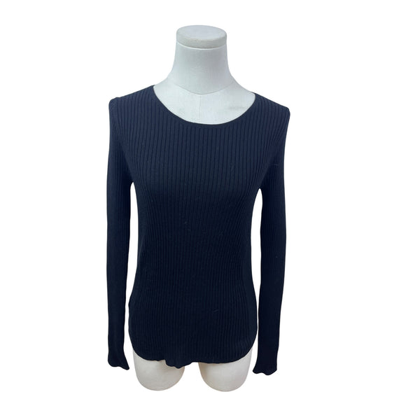 Ann Taylor Black Ribbed Long Sleeve Stretchy Sweater Womens Sz M - New