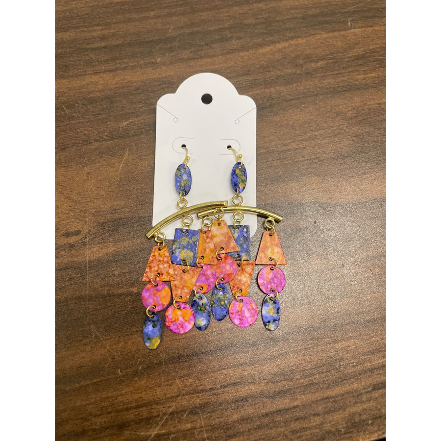 Bohemian Dangle Earrings With Geometric Shapes & Colorful Patterns