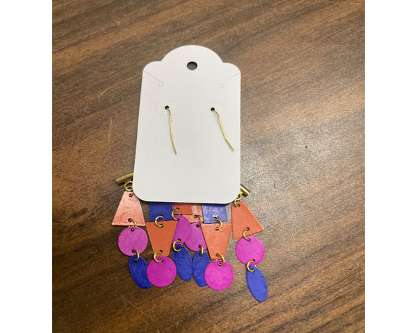 Bohemian Dangle Earrings With Geometric Shapes & Colorful Patterns