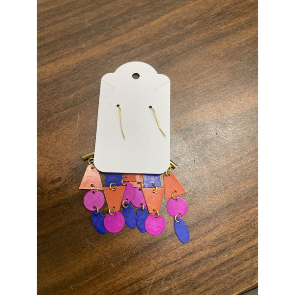 Bohemian Dangle Earrings With Geometric Shapes & Colorful Patterns