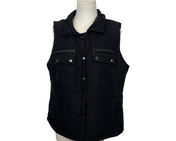 Roz & Ali Black Puffer Vest Womens Size L