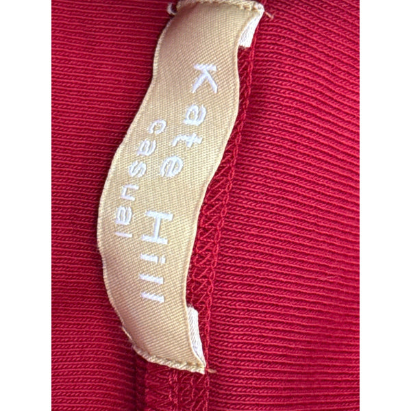 Kate Hill Casual Red Mock Neck Long Sleeve Top Pima Cotton Womens M - New
