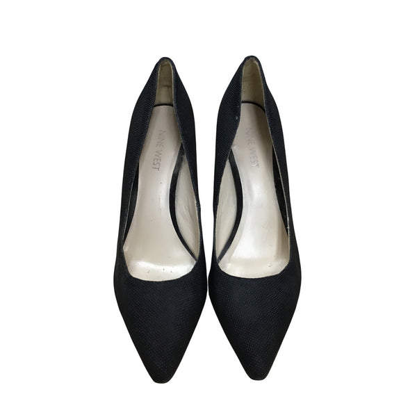 Nine West Womens Black Synthetic High Heel Classic Pumps Size 8 Elegant Textured