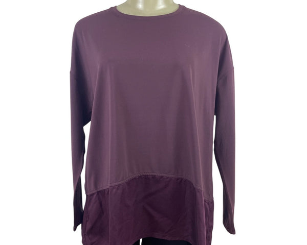 Lululemon Womens Long Sleeve Burgundy Top With Sheer Band Detail Size 6