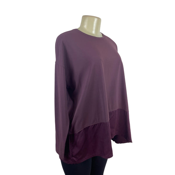 Lululemon Womens Long Sleeve Burgundy Top With Sheer Band Detail Size 6