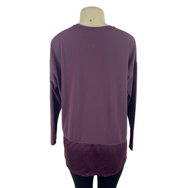 Lululemon Womens Long Sleeve Burgundy Top With Sheer Band Detail Size 6