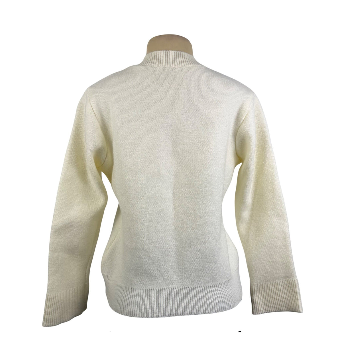 Womens Cream Button-Up Cardigan Sweater Long Sleeve Lightweight Knitted