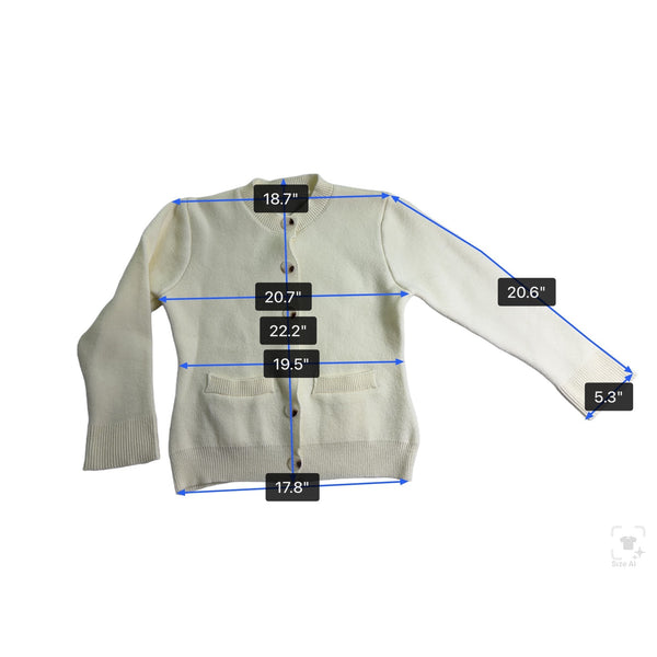 Womens Cream Button-Up Cardigan Sweater Long Sleeve Lightweight Knitted