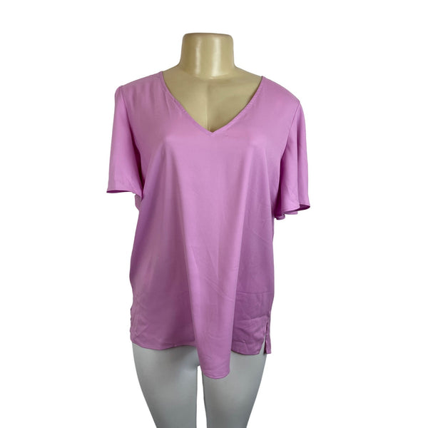 Ann Taylor Women's Pink short sleeve V-neck Blouse Sz L - NWT