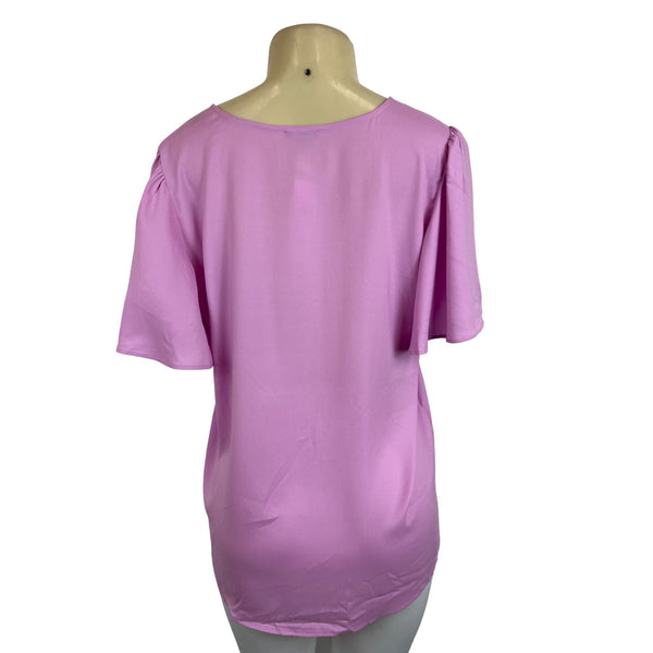 Ann Taylor Women's Pink short sleeve V-neck Blouse Sz L - NWT