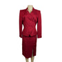 Vtg Women's Red Floral Skirt and Collarless Blazer Suit Sz 6