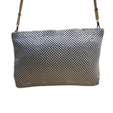 Whiting & Davis White Metallic Mesh Gold Chain Detail Zip Evening Shoulder Bag
