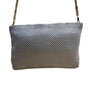Whiting & Davis White Metallic Mesh Gold Chain Detail Zip Evening Shoulder Bag