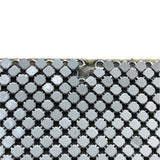 Whiting & Davis White Metallic Mesh Gold Chain Detail Zip Evening Shoulder Bag