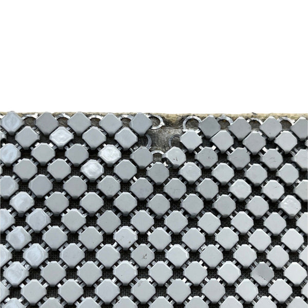 Whiting & Davis White Metallic Mesh Gold Chain Detail Zip Evening Shoulder Bag