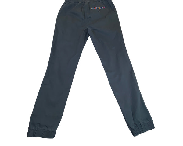 Wowie Men's Dark Grey Elastic Waist Joggers With Embroidered Trim Sz L