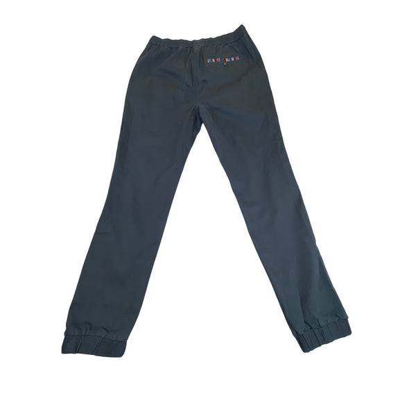 Wowie Men's Dark Grey Elastic Waist Joggers With Embroidered Trim Sz L