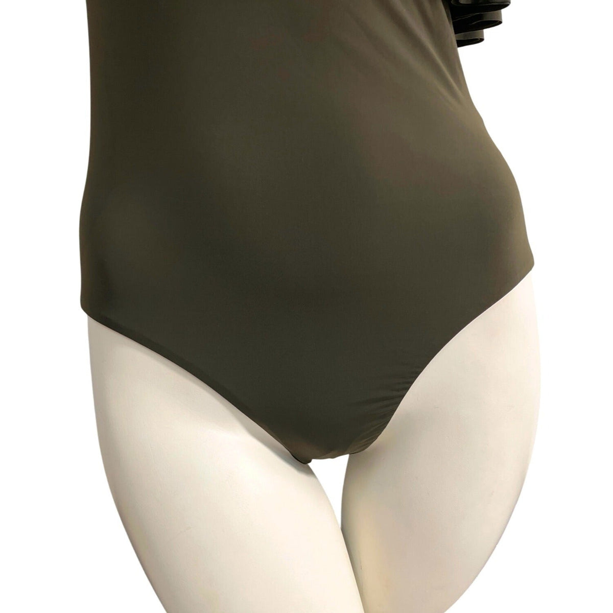 So De Mel Olive Green Maillot Maiorca Ruffle One-Piece Swimsuit Sz L/G