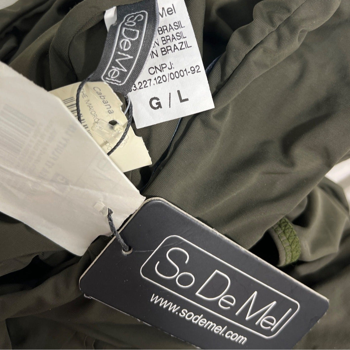 So De Mel Olive Green Maillot Maiorca Ruffle One-Piece Swimsuit Sz L/G