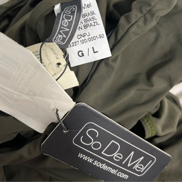 So De Mel Olive Green Maillot Maiorca Ruffle One-Piece Swimsuit Sz L/G