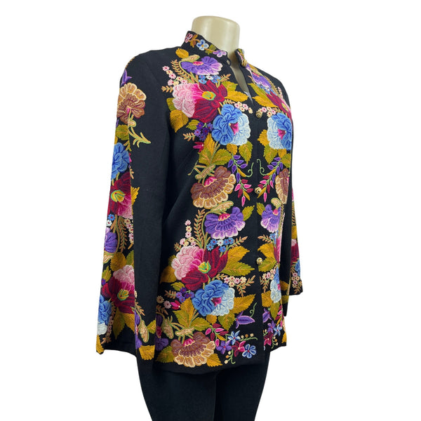 Women’s Multicolor Floral Design Cashmere Wool Jacket Size S