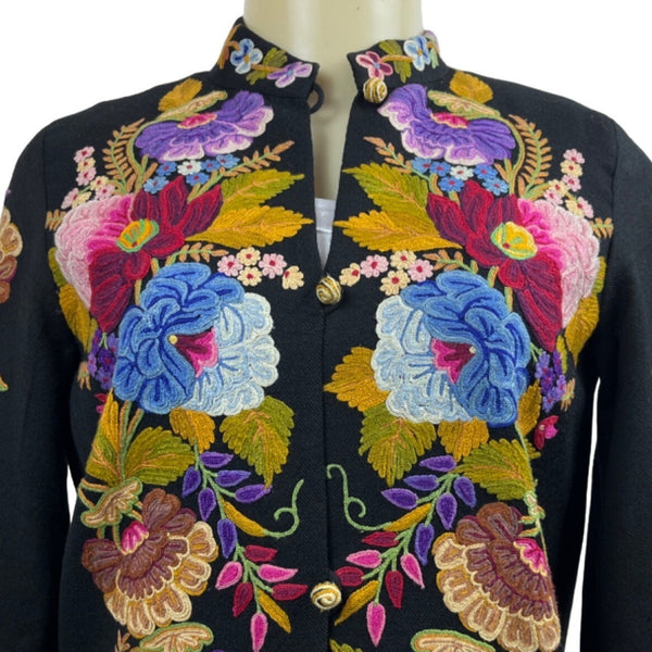 Women’s Multicolor Floral Design Cashmere Wool Jacket Size S