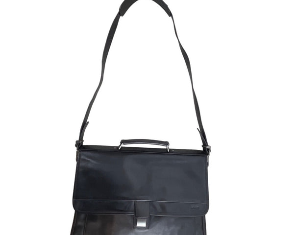 Hartman Men's Black Leather Laptop Messenger Bag Sz L