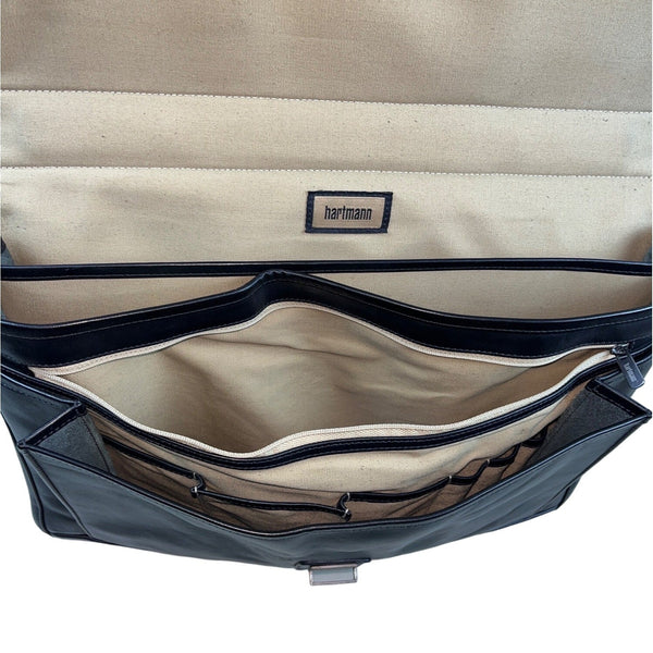 Hartman Men's Black Leather Laptop Messenger Bag Sz L