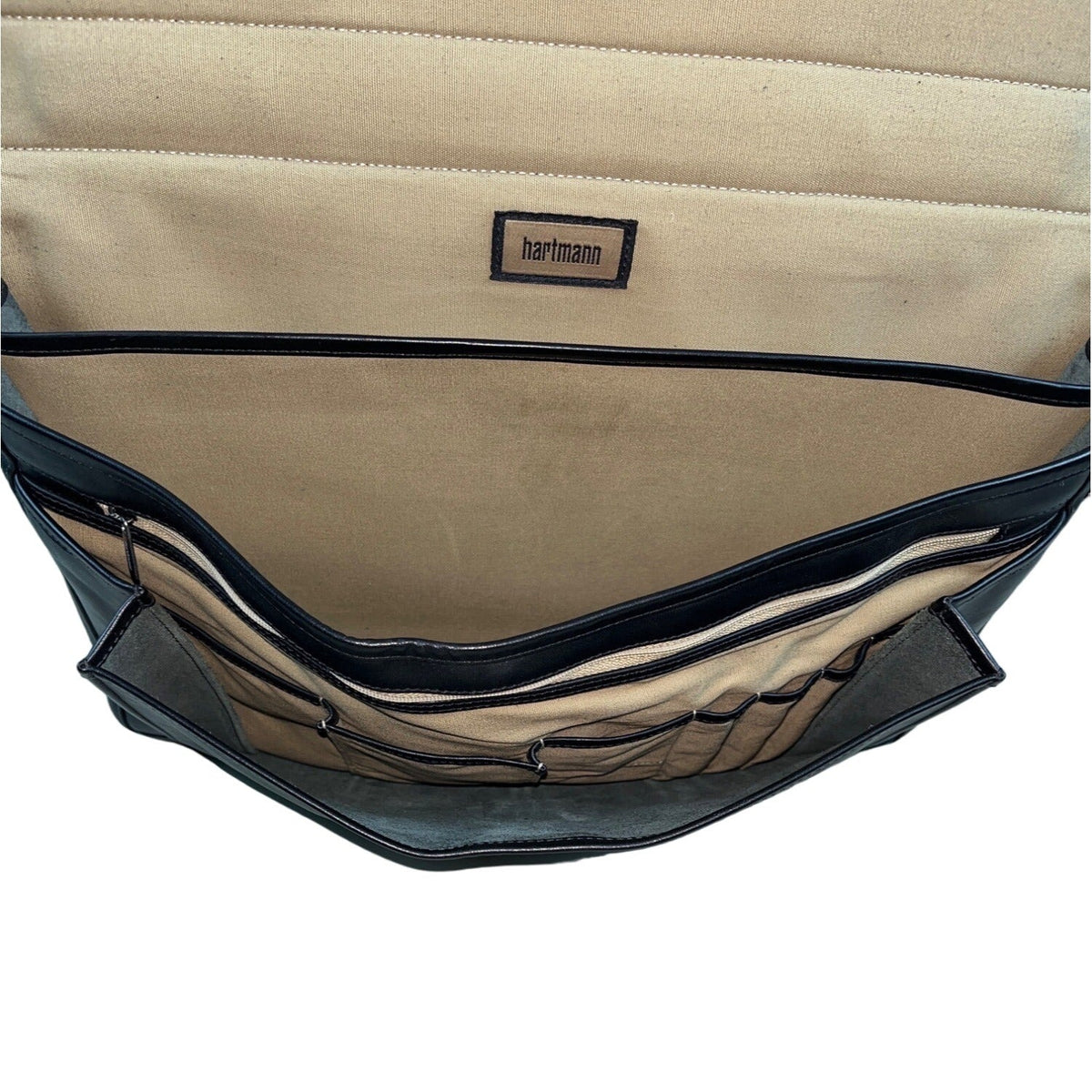 Hartman Men's Black Leather Laptop Messenger Bag Sz L
