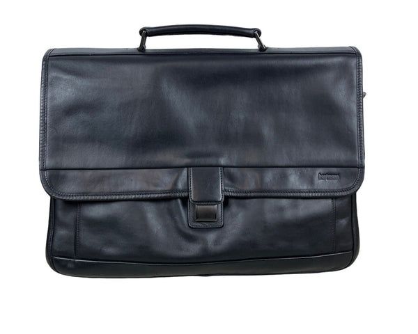 Hartman Men's Black Leather Laptop Messenger Bag Sz L
