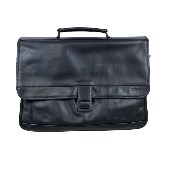 Hartman Men's Black Leather Laptop Messenger Bag Sz L