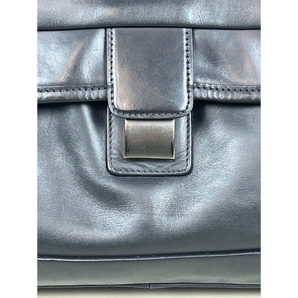 Hartman Men's Black Leather Laptop Messenger Bag Sz L
