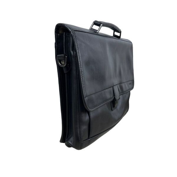 Hartman Men's Black Leather Laptop Messenger Bag Sz L