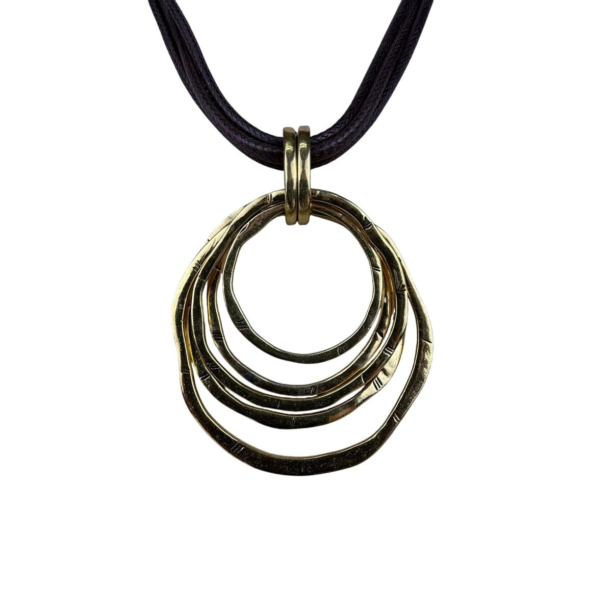 Modernist Inspired Multi-Strand Brown And Gold Tone Necklace Pendant Design