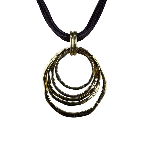 Modernist Inspired Multi-Strand Brown And Gold Tone Necklace Pendant Design