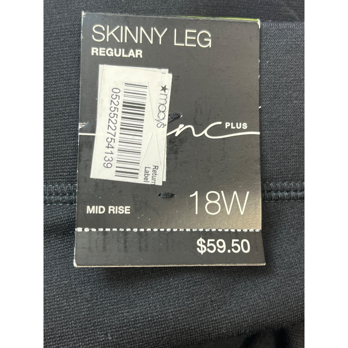 INC International Concepts Womens Skinny Leg Mid Rise Black Pants Size18W