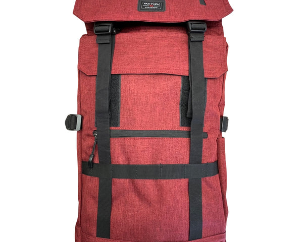 Dxyizu Red Roll-Top With USB Charging Port & Multiple Compartments Backpack Sz L