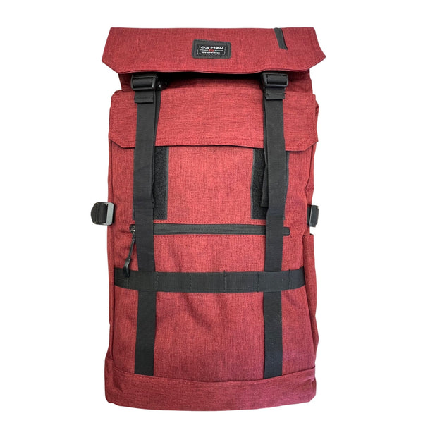 Dxyizu Red Roll-Top With USB Charging Port & Multiple Compartments Backpack Sz L