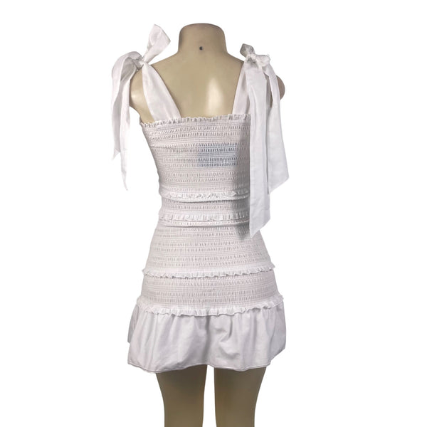 FashionNova Women’s White Ruffle Tie-Strap Mini Dress Size XS - New