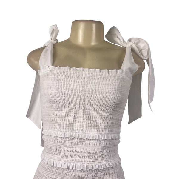 FashionNova Women’s White Ruffle Tie-Strap Mini Dress Size XS - New