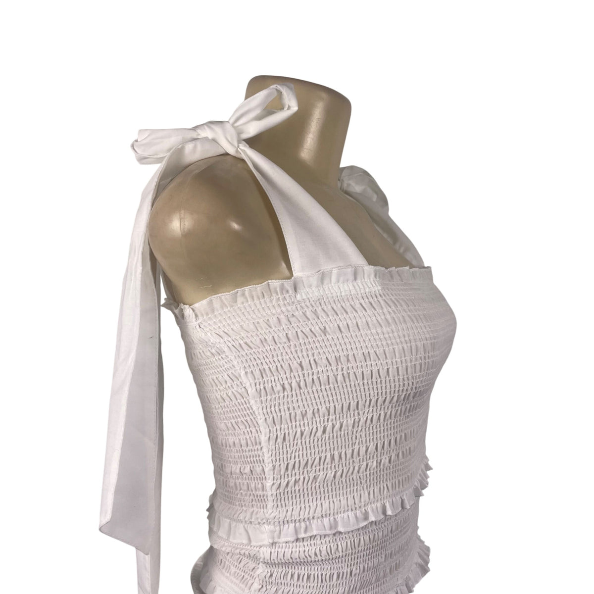 FashionNova Women’s White Ruffle Tie-Strap Mini Dress Size XS - New