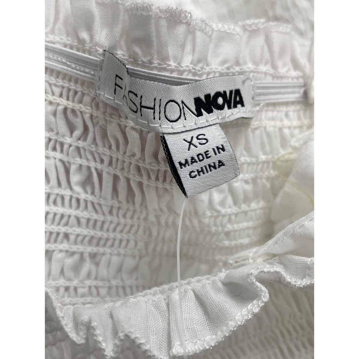 FashionNova Women’s White Ruffle Tie-Strap Mini Dress Size XS - New
